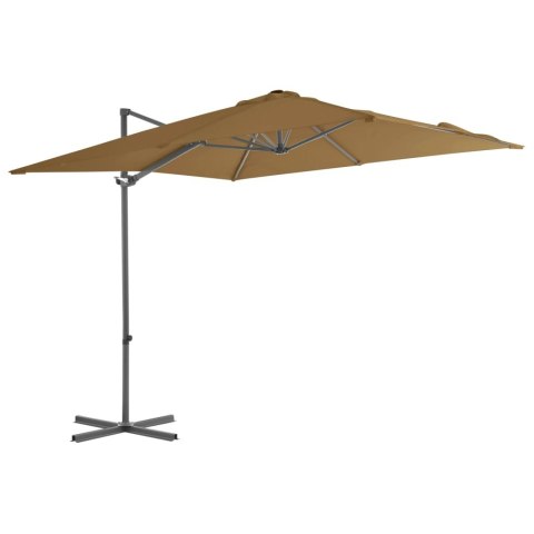 Parasol wiszący ze stalowym słupkiem, 250 x 250 cm, taupe