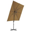 Parasol wiszący ze stalowym słupkiem, 250 x 250 cm, taupe