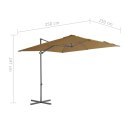 Parasol wiszący ze stalowym słupkiem, 250 x 250 cm, taupe