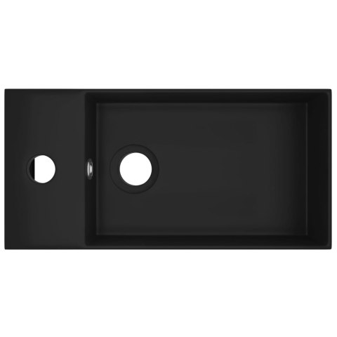 Umywalka z otworem przelewowym, ceramika, matowa czerń