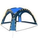 Namiot imprezowy z LED i 4 ściankami, 3,6x3,6x2,3 m, niebieski