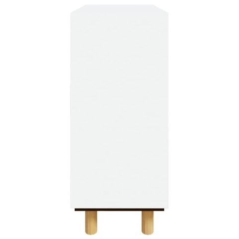 Kredens, biały, 60x30x70 cm, lita sosna i naturalny rattan