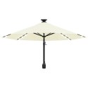 Parasol ścienny z LED, na metalowym słupku, 300 cm, piaskowy