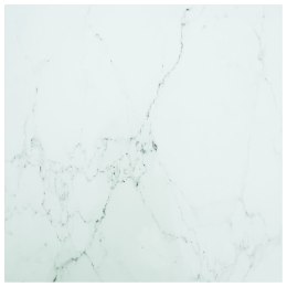 Blat stołu, biały, 70x70 cm, 6 mm, szkło ze wzorem marmuru