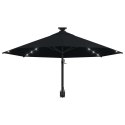 Parasol ścienny z LED, na metalowym słupku, 300 cm, czarny