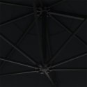 Parasol ścienny z LED, na metalowym słupku, 300 cm, czarny