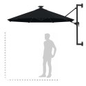 Parasol ścienny z LED, na metalowym słupku, 300 cm, czarny