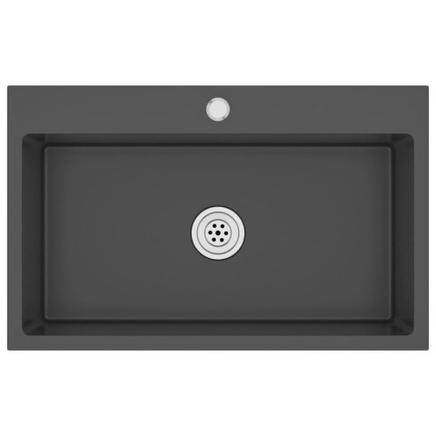 Ręcznie robiony zlew kuchenny, czarny, stal nierdzewna