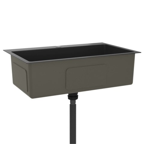 Ręcznie robiony zlew kuchenny, czarny, stal nierdzewna