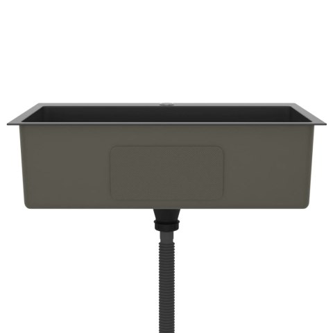 Ręcznie robiony zlew kuchenny, czarny, stal nierdzewna