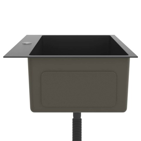 Ręcznie robiony zlew kuchenny, czarny, stal nierdzewna