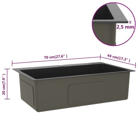 Ręcznie robiony zlew kuchenny, czarny, stal nierdzewna