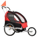 Rowerowa przyczepka dla dzieci/wózek 2-w-1, czarny i czerwony