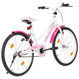 Rower dla dzieci, 24 cali, różowo-biały