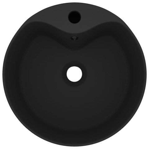 Umywalka z przelewem, matowa czerń, 36x13 cm, ceramiczna