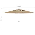 3-poziomowy parasol na aluminiowym słupku, taupe, 3,5 m