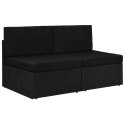 Sofa modułowa 2-osobowa, rattan PE, czarna