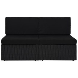 Sofa modułowa 2-osobowa, rattan PE, czarna