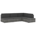 Sofa modułowa 2-osobowa, rattan PE, czarna