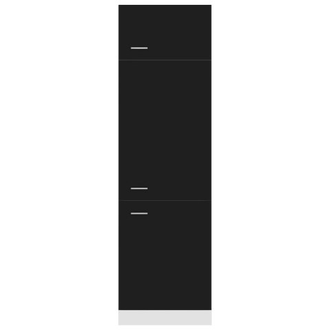 Szafka na lodówkę, czarna 60x57x207 cm, materiał drewnopochodny