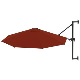 Parasol ścienny na metalowym słupku, 300 cm, kolor terakota