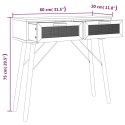 Stolik konsolowy, czarny, 80x30x75 cm, lita sosna i rattan