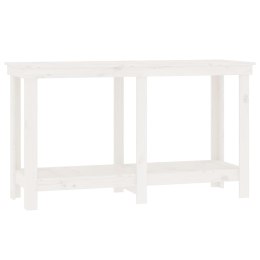 Stół roboczy,biały, 140x50x80 cm, lite drewno sosnowe