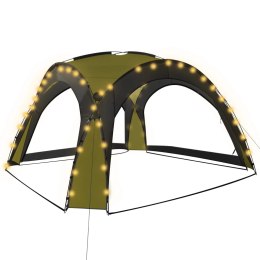 Namiot imprezowy z LED i 4 ściankami, 3,6x3,6x2,3 m, zielony