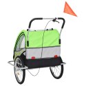 Rowerowa przyczepka dla dzieci/wózek 2-w-1, zielono-szara