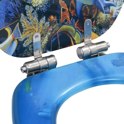 Deski klozetowe wolnoopadające, 2 szt., MDF, wzór w delfiny