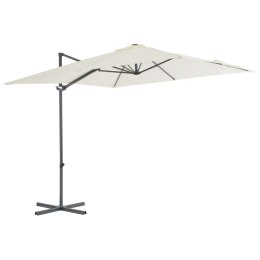 Parasol wiszący ze stalowym słupkiem, 250 x 250 cm, piaskowy