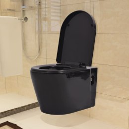 Podwieszana toaleta ceramiczna ze spłuczką, czarna