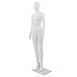Manekin damski ze szklaną podstawą, biały, błyszczący, 175 cm