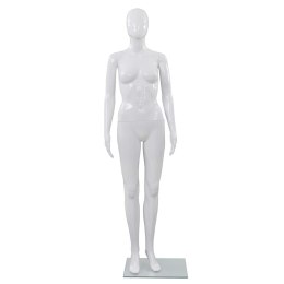 Manekin damski ze szklaną podstawą, biały, błyszczący, 175 cm