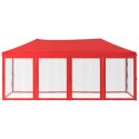 Składany namiot imprezowy ze ściankami, czerwony, 3x6 m