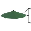 Parasol ścienny z LED, na metalowym słupku, 300 cm, zielony