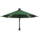 Parasol ścienny z LED, na metalowym słupku, 300 cm, zielony