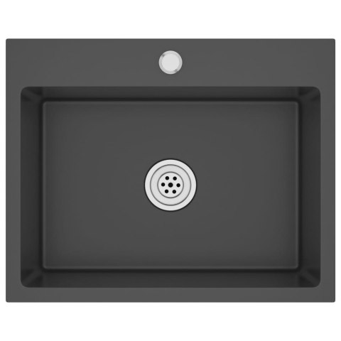 Ręcznie robiony zlew kuchenny, czarny, stal nierdzewna