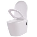 Podwieszana toaleta ceramiczna ze spłuczką, biała