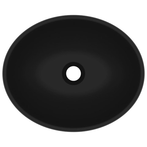 Luksusowa, owalna umywalka, matowa czerń, 40x33 cm, ceramiczna