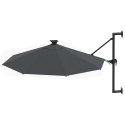 Parasol ścienny z LED, na metalowym słupku, 300 cm, antracytowy