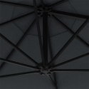 Parasol ścienny z LED, na metalowym słupku, 300 cm, antracytowy