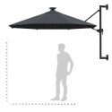 Parasol ścienny z LED, na metalowym słupku, 300 cm, antracytowy