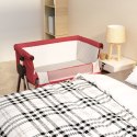 Łóżeczko dziecięce z materacem, czerwone, lniana tkanina