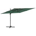 Parasol wiszący na aluminiowym słupku, zielony, 300x300 cm