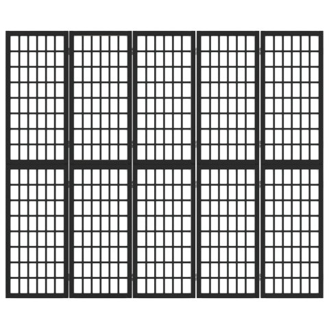 Składany parawan 5-panelowy, styl japoński, 200x170 cm, czarny