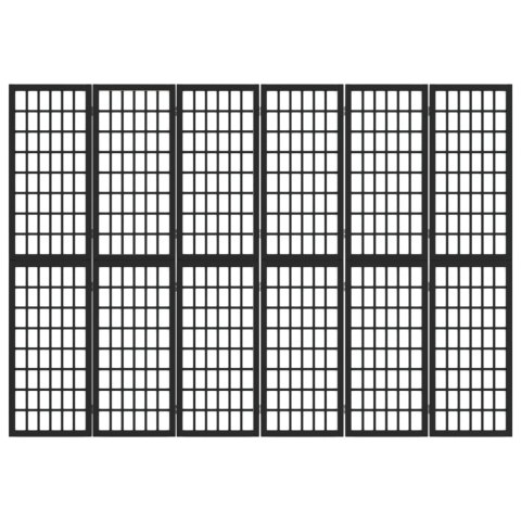 Składany parawan 6-panelowy, styl japoński, 240x170 cm, czarny