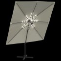 Wiszący parasol z LED, piaskowy, 400x300 cm