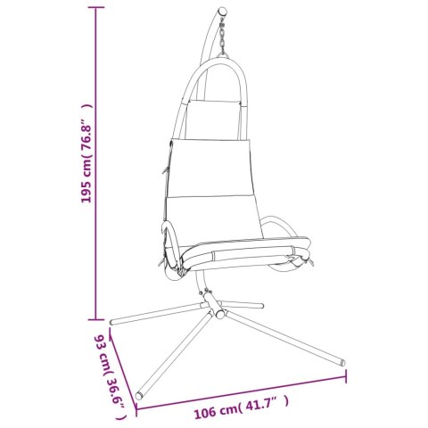 Ogrodowe krzesło wiszące, poduszka, ciemnoszare, tkanina i stal