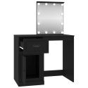 Toaletka z LED, czarna, 90x50x132,5 cm, materiał drewnopochodny